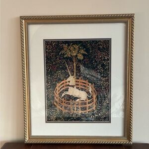 Unicorn Tapestry Ornate Large Gold Framed Print 18x21 Gold Frame Renaissance Art